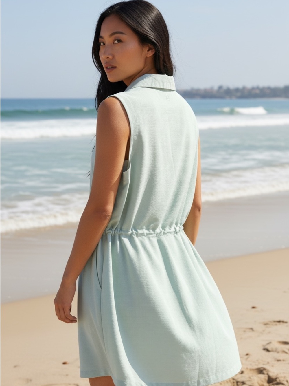Avalanche Sleeveless Drawstring Casual Dress/Swim Coverup in Mint Green
